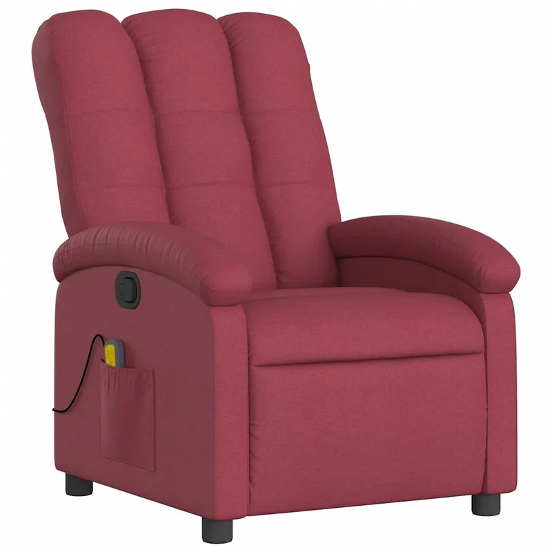 Fauteuil de relaxation TV fonction massage inclinable 6 points de massage en tissu rouge bordeaux DEC027092