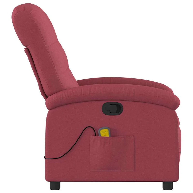 Fauteuil de relaxation TV fonction massage inclinable 6 points de massage en tissu rouge bordeaux DEC027092
