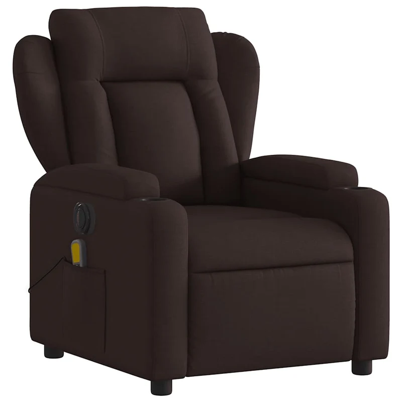 Fauteuil de relaxation TV fonction massage inclinable électrique 6 points de massage en tissu marron foncé DEC027192