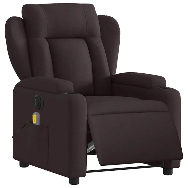 Fauteuil de relaxation TV fonction massage inclinable électrique 6 points de massage en tissu marron foncé DEC027192