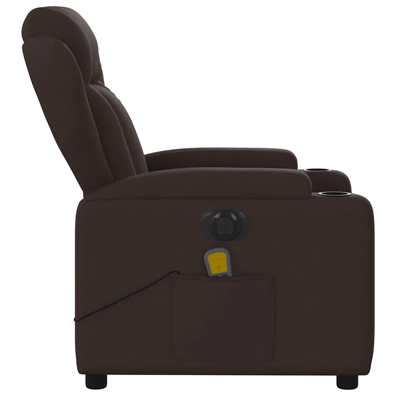 Fauteuil de relaxation TV fonction massage inclinable électrique 6 points de massage en tissu marron foncé DEC027192