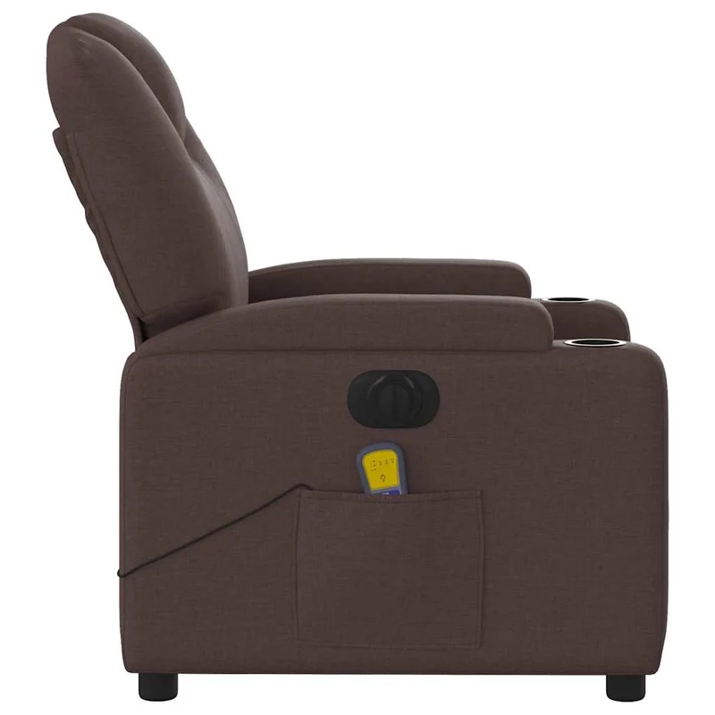 Fauteuil de relaxation TV fonction massage inclinable électrique 6 points de massage en tissu marron foncé DEC027185
