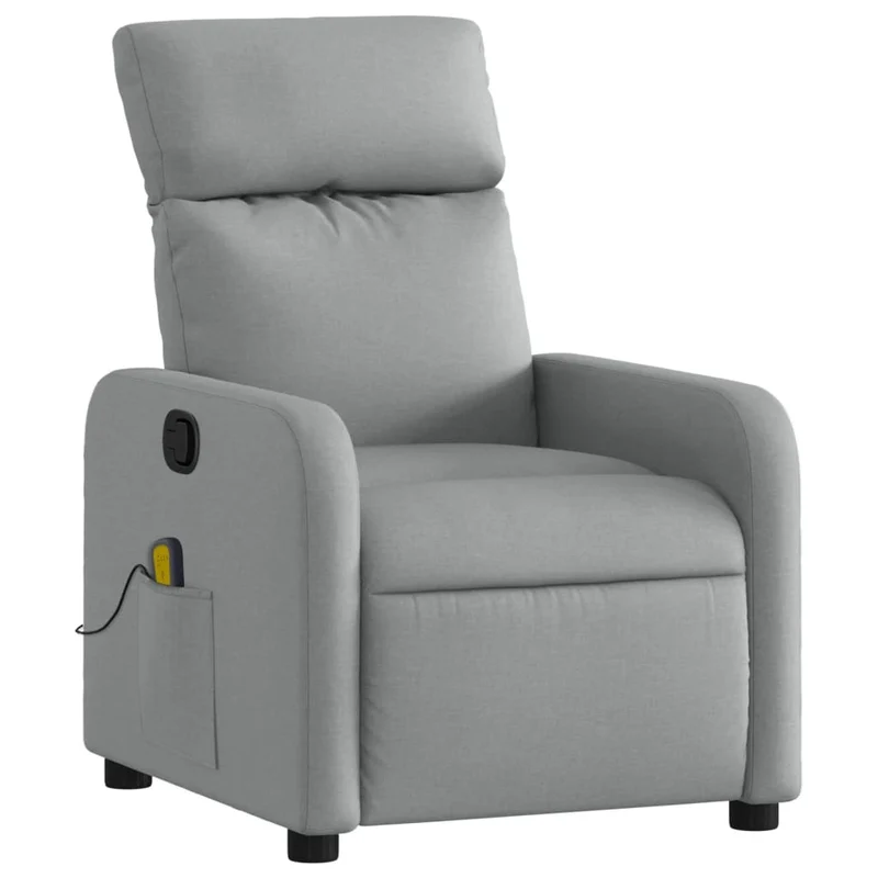 Fauteuil de relaxation TV fonction massage inclinable 6 points de massage en tissu gris clair DEC026930