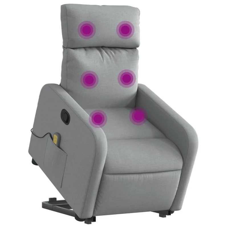 Fauteuil de relaxation TV fonction massage inclinable levage électrique en tissu gris clair DEC026923