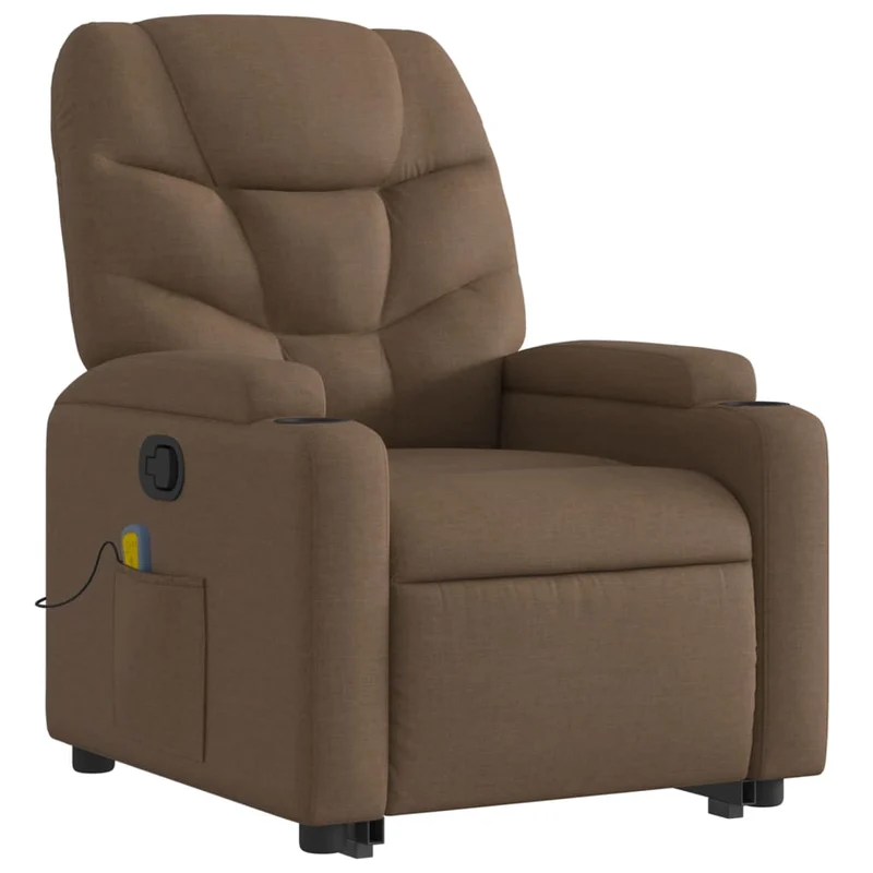 Fauteuil de relaxation TV fonction massage inclinable levage électrique en tissu marron DEC027016