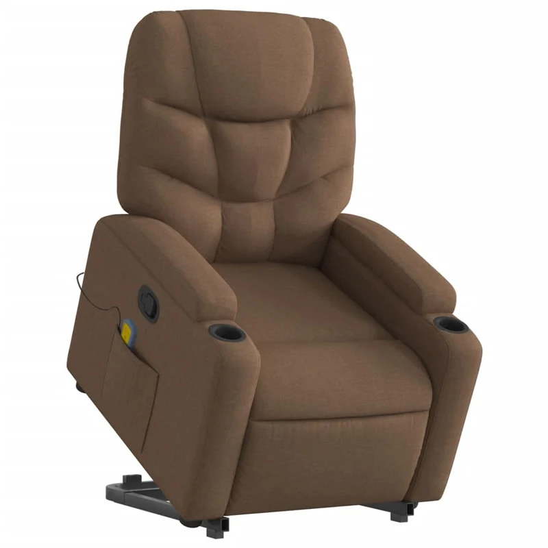 Fauteuil de relaxation TV fonction massage inclinable levage électrique en tissu marron DEC027016