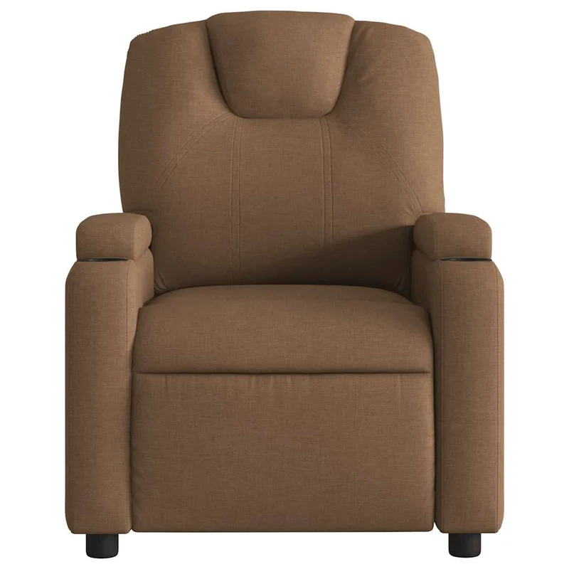 Fauteuil de relaxation TV fonction massage inclinable 6 points de massage en tissu marron DEC027019