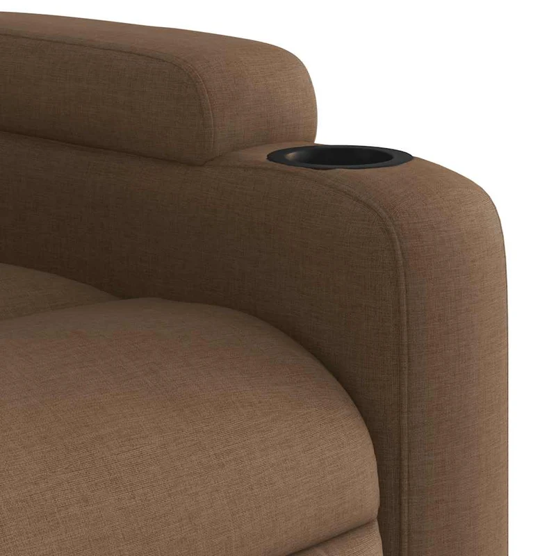 Fauteuil de relaxation TV fonction massage inclinable 6 points de massage en tissu marron DEC027019