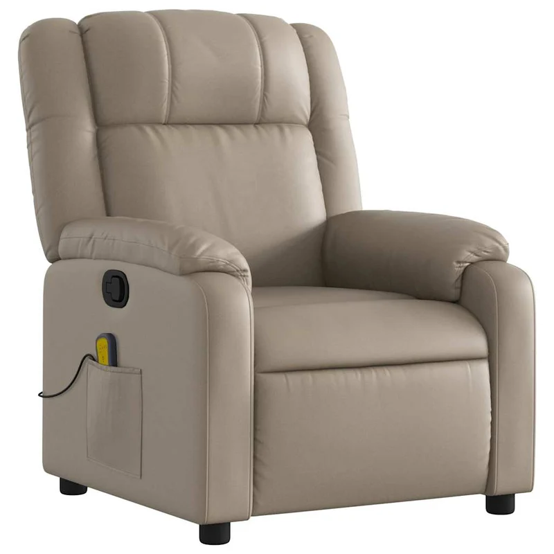 Fauteuil de relaxation TV fonction massage inclinable 6 points de massage en PVC cappuccino DEC026874