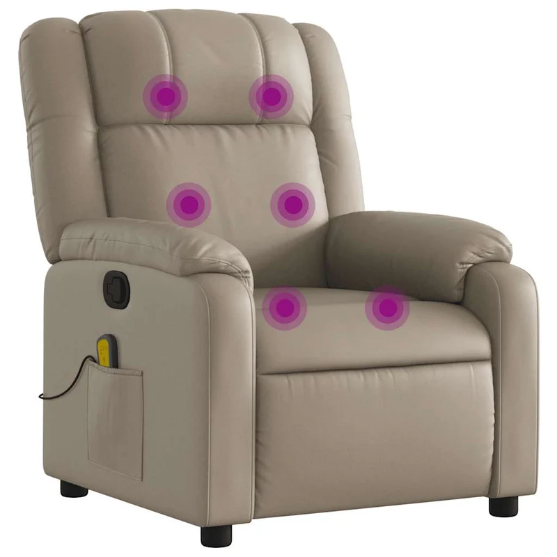 Fauteuil de relaxation TV fonction massage inclinable 6 points de massage en PVC cappuccino DEC026874