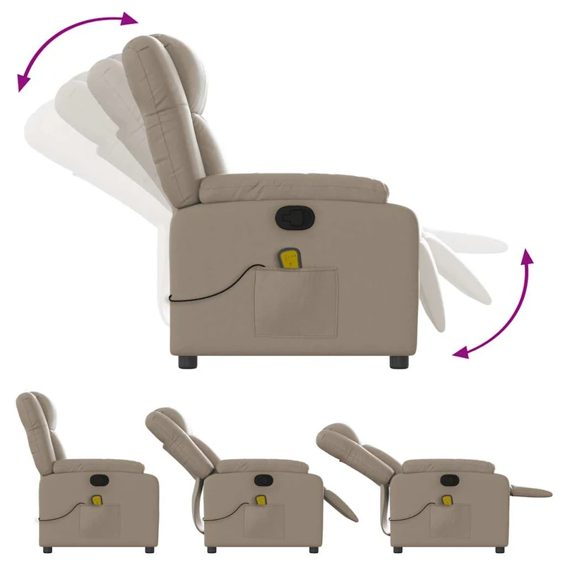 Fauteuil de relaxation TV fonction massage inclinable 6 points de massage en PVC cappuccino DEC026874