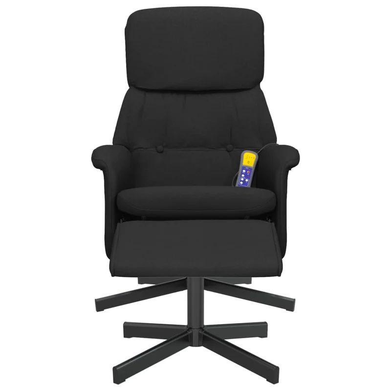 Fauteuil de relaxation TV fonction massage inclinable avec repose-pieds en tissu noir DEC026870