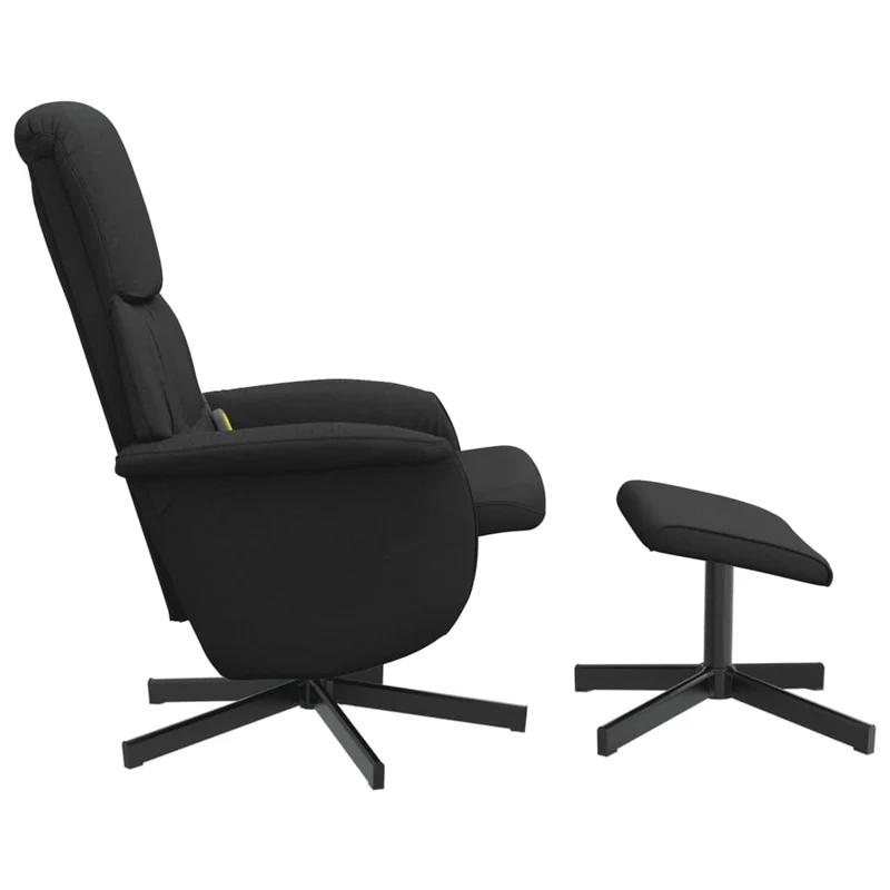 Fauteuil de relaxation TV fonction massage inclinable avec repose-pieds en tissu noir DEC026870