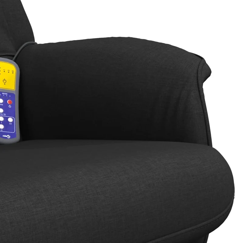 Fauteuil de relaxation TV fonction massage inclinable avec repose-pieds en tissu noir DEC026870