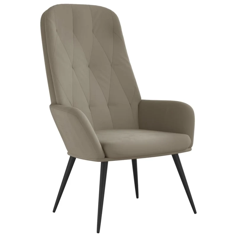 Fauteuil lounge chaise de canapé chambre design moderne en velours gris clair DEC026678