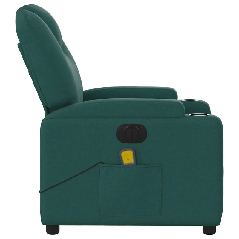 Fauteuil de relaxation TV fonction massage inclinable électrique 6 points de massage en tissu vert foncé DEC027279