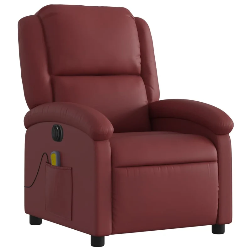 Fauteuil de relaxation TV fonction massage inclinable électrique 6 points de massage en PVC rouge bordeaux DEC027245