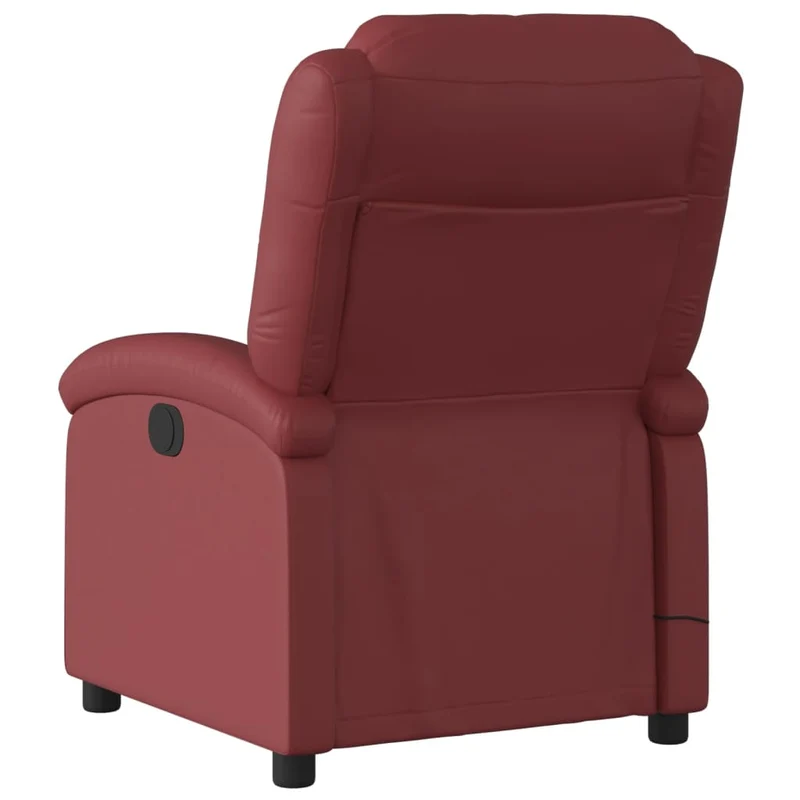 Fauteuil de relaxation TV fonction massage inclinable électrique 6 points de massage en PVC rouge bordeaux DEC027245