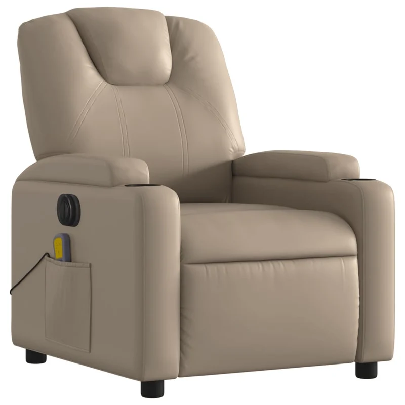 Fauteuil de relaxation TV fonction massage inclinable électrique 6 points de massage en PVC couleur cappuccino DEC027141