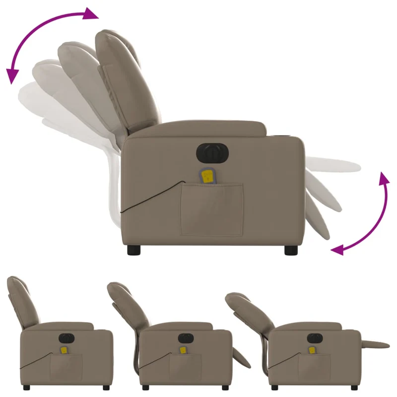 Fauteuil de relaxation TV fonction massage inclinable électrique 6 points de massage en PVC couleur cappuccino DEC027141