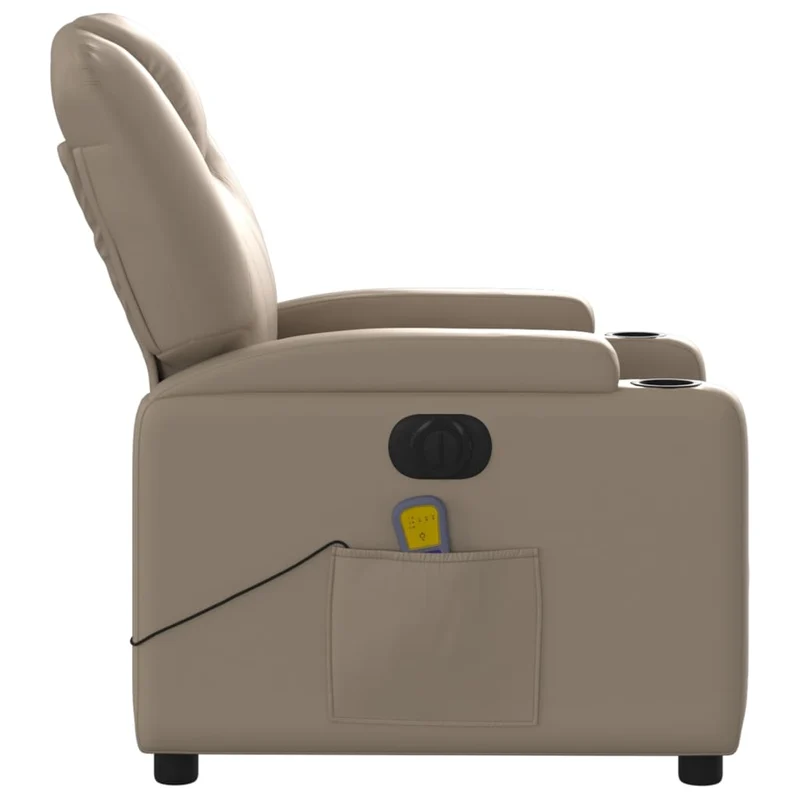 Fauteuil de relaxation TV fonction massage inclinable électrique 6 points de massage en PVC couleur cappuccino DEC027141