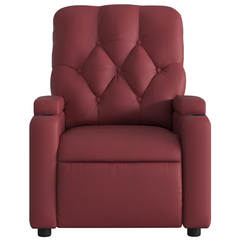 Fauteuil de relaxation TV fonction massage inclinable électrique 6 points de massage en PVC rouge bordeaux DEC027241