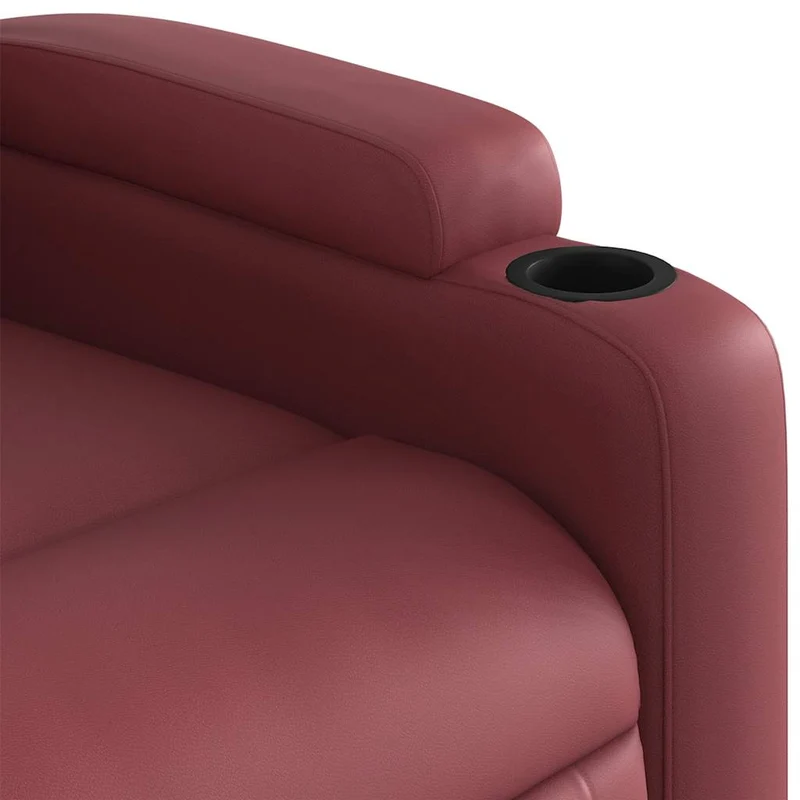 Fauteuil de relaxation TV fonction massage inclinable électrique 6 points de massage en PVC rouge bordeaux DEC027241