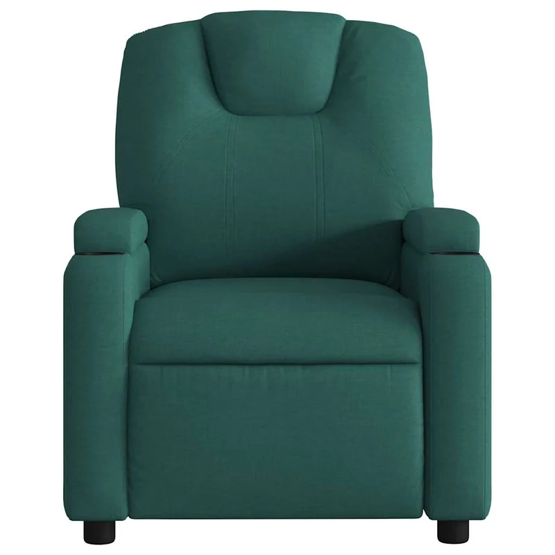 Fauteuil de relaxation TV fonction massage inclinable 6 points de massage en tissu vert foncé DEC027121