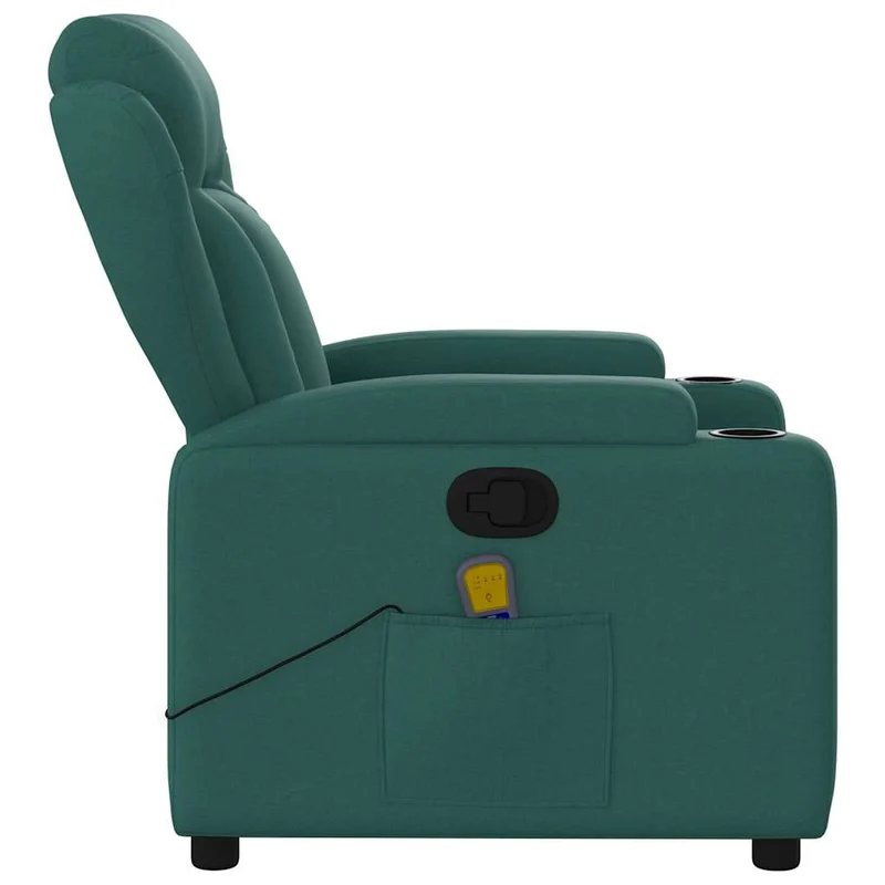 Fauteuil de relaxation TV fonction massage inclinable 6 points de massage en tissu vert foncé DEC027120