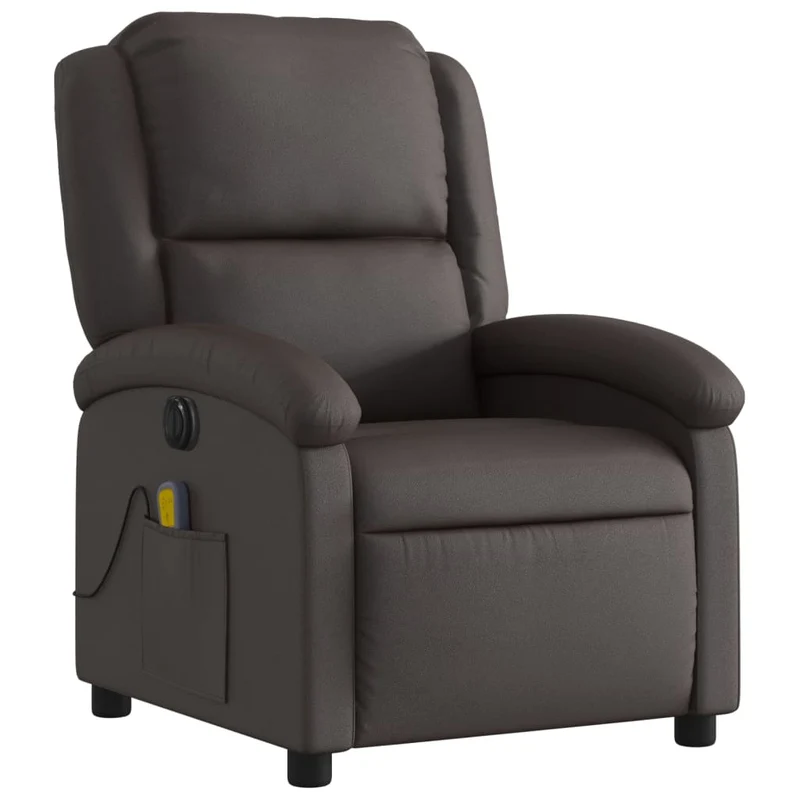 Fauteuil de relaxation TV fonction massage inclinable électrique 6 points de massage en cuir marron foncé DEC027184
