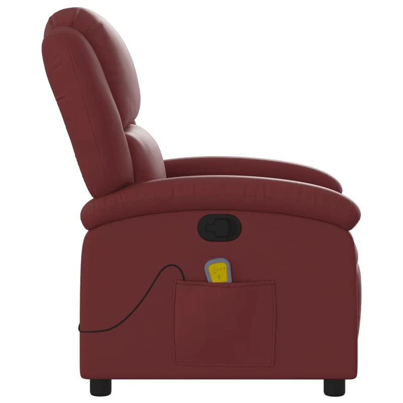 Fauteuil de relaxation TV fonction massage inclinable 6 points de massage en PVC rouge bordeau DEC027076