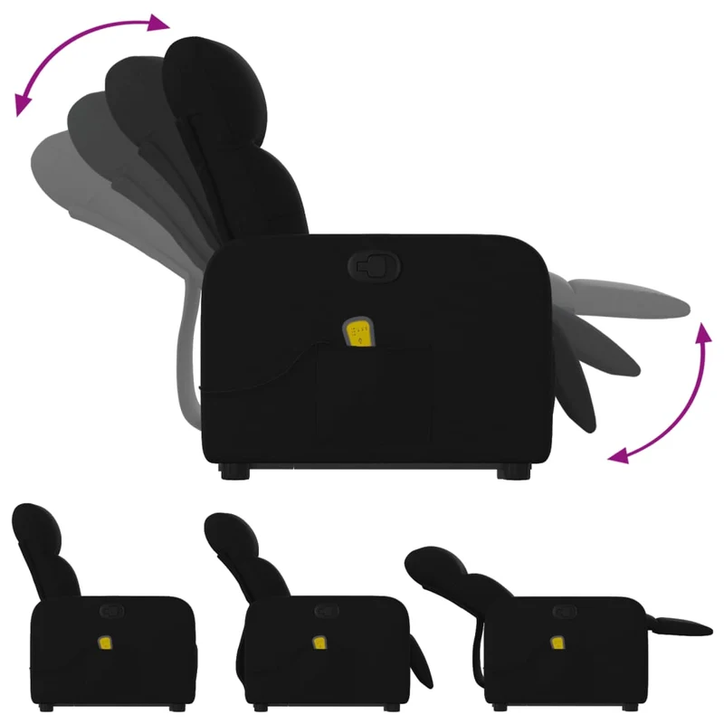 Fauteuil de relaxation TV fonction massage inclinable levage électrique en tissu noir DEC027070