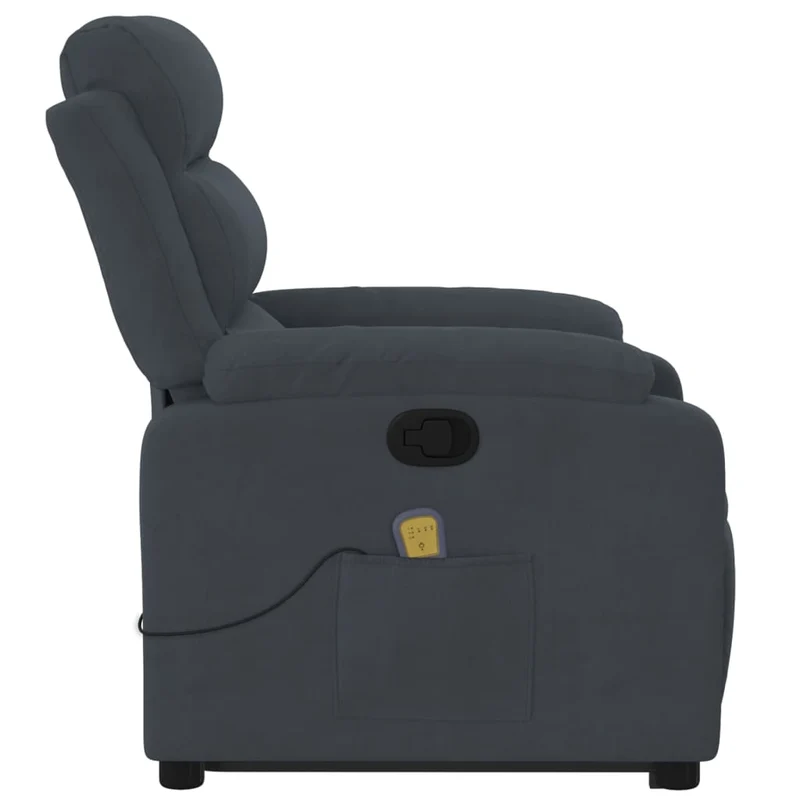 Fauteuil de relaxation TV fonction massage inclinable 6 points de massage en velours gris foncé DEC026966
