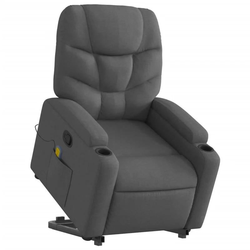 Fauteuil de relaxation TV fonction massage inclinable 6 points de massage en tissu gris foncé DEC026960