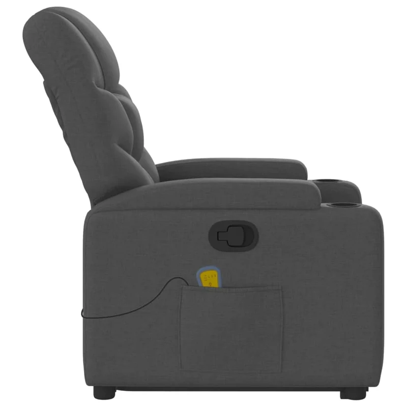 Fauteuil de relaxation TV fonction massage inclinable 6 points de massage en tissu gris foncé DEC026960