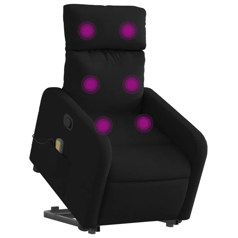 Fauteuil de relaxation TV fonction massage inclinable levage électrique en tissu noir DEC027060