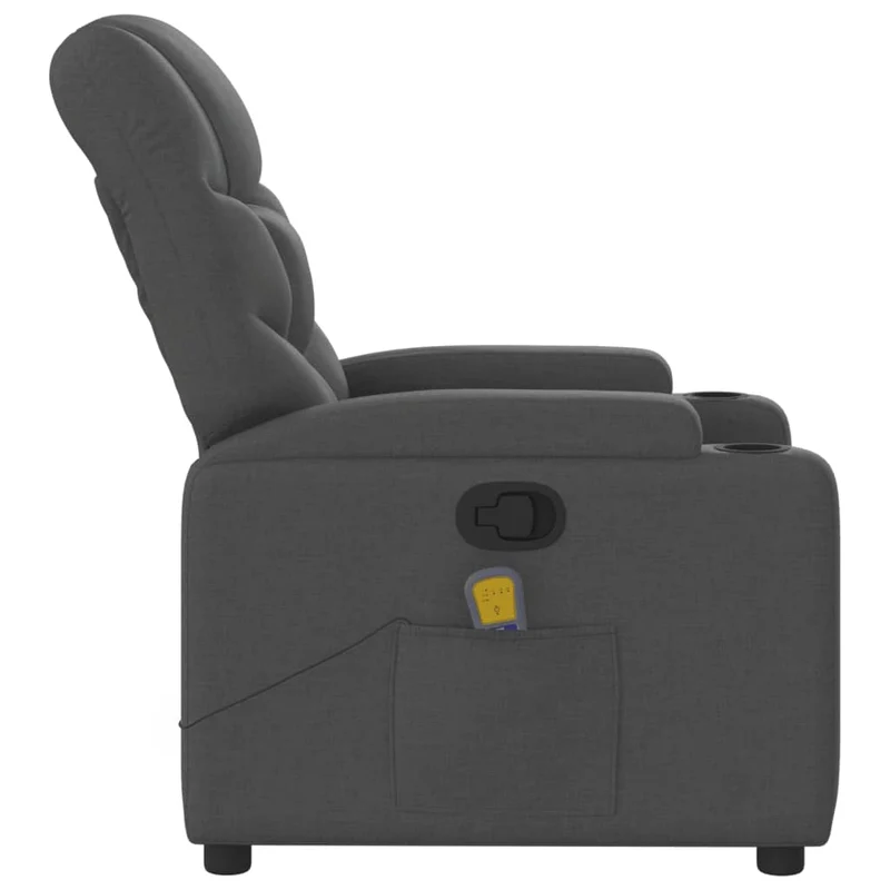 Fauteuil de relaxation TV fonction massage inclinable 6 points de massage en tissu gris foncé DEC026944