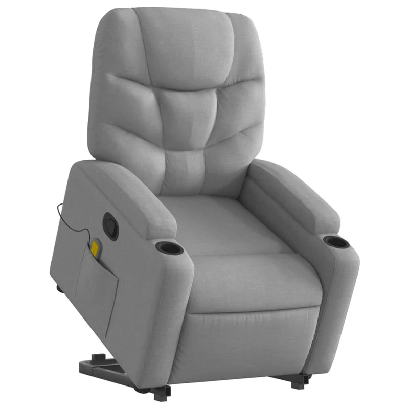 Fauteuil de relaxation TV fonction massage inclinable levage électrique en tissu gris clair DEC026919