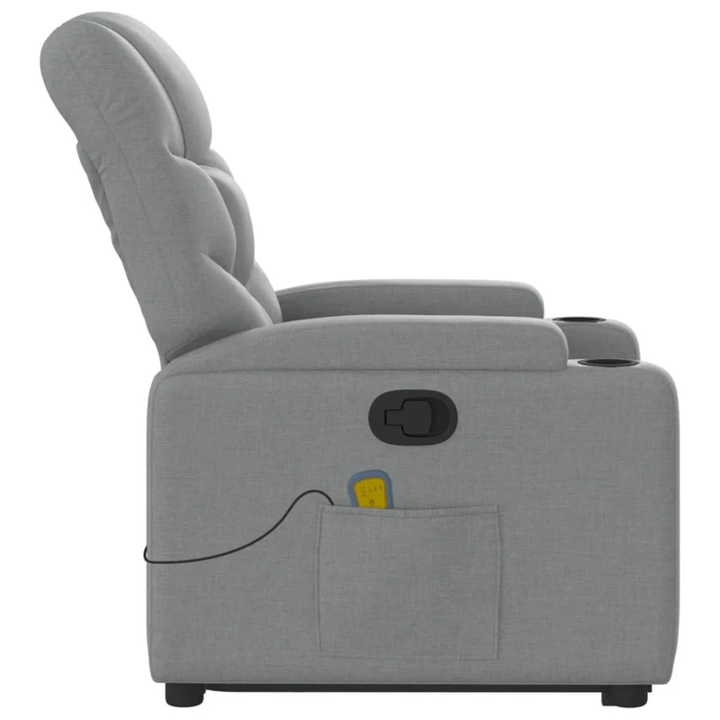 Fauteuil de relaxation TV fonction massage inclinable levage électrique en tissu gris clair DEC026919
