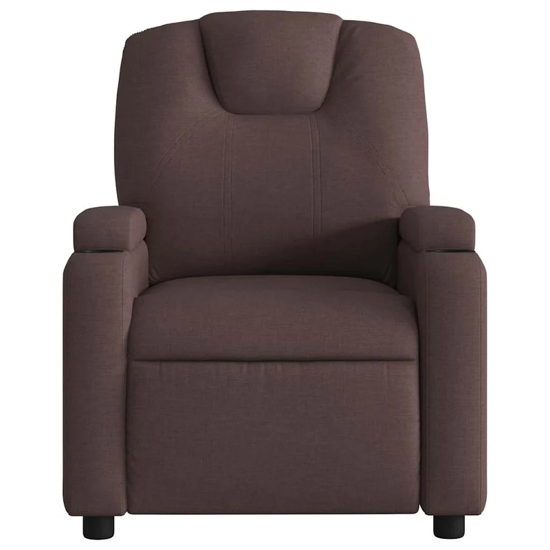 Fauteuil de relaxation TV fonction massage inclinable 6 points de massage en tissu marron foncé DEC026992