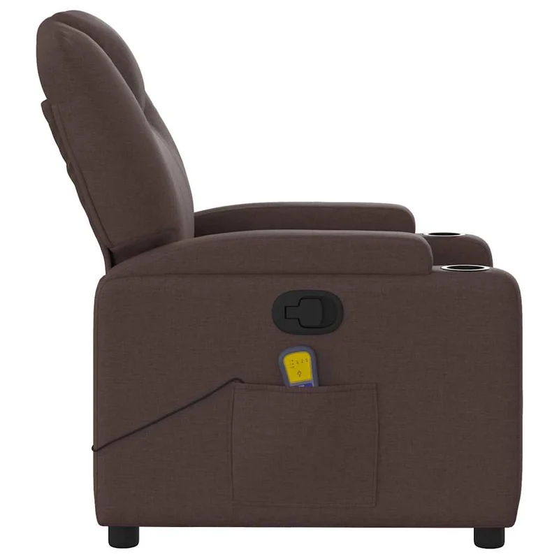 Fauteuil de relaxation TV fonction massage inclinable 6 points de massage en tissu marron foncé DEC026992