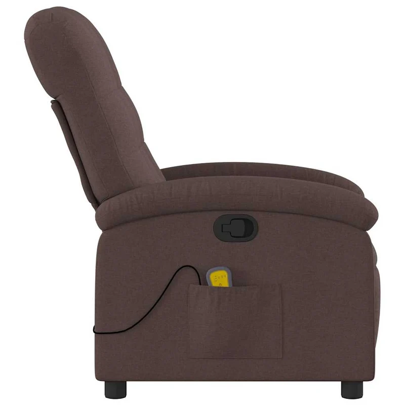 Fauteuil de relaxation TV fonction massage inclinable 6 points de massage en tissu marron foncé DEC026985