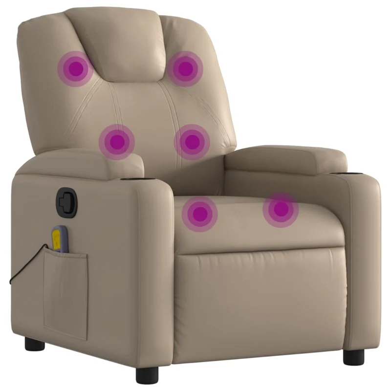 Fauteuil de relaxation TV fonction massage inclinable 6 points de massage en PVC couleur cappuccino DEC026877