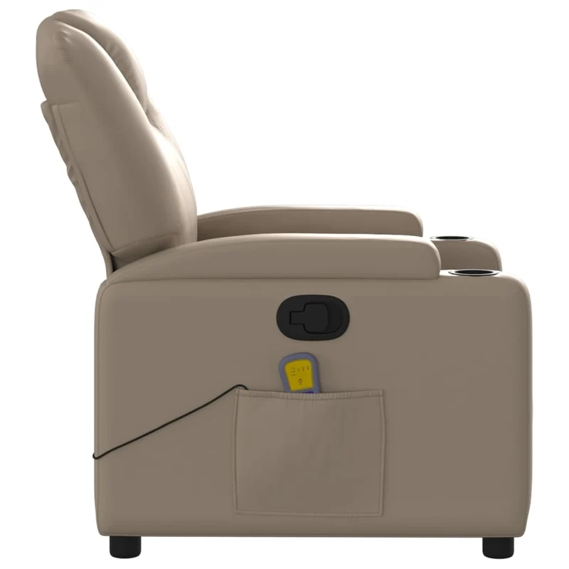 Fauteuil de relaxation TV fonction massage inclinable 6 points de massage en PVC couleur cappuccino DEC026877