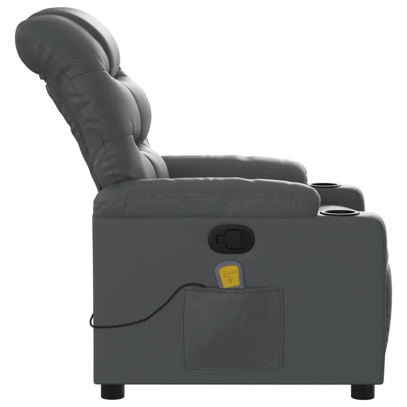 Fauteuil de relaxation TV fonction massage inclinable 6 points de massage en PVC gris DEC026979