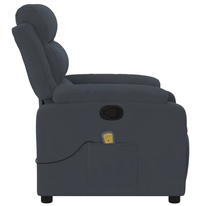 Fauteuil de relaxation TV fonction massage inclinable 6 points de massage en velours gris foncé DEC026967