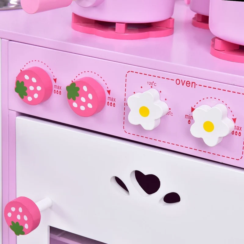 Cuisine pour enfant en bois cuisine de jouets cuisine de jeux cuisine éducatif jeux de rôle rose et blanc 20_0000522