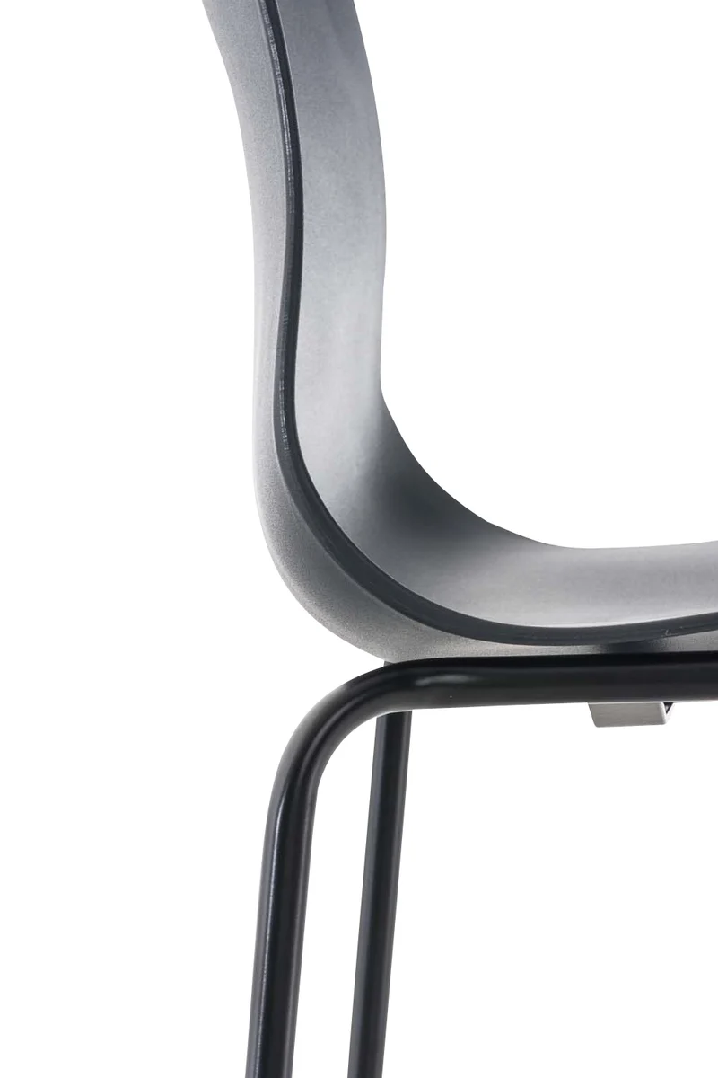Tabouret de bar avec repose-pieds dossier incurvé en plastique gris et 4 pieds en métal noir 10_0004930