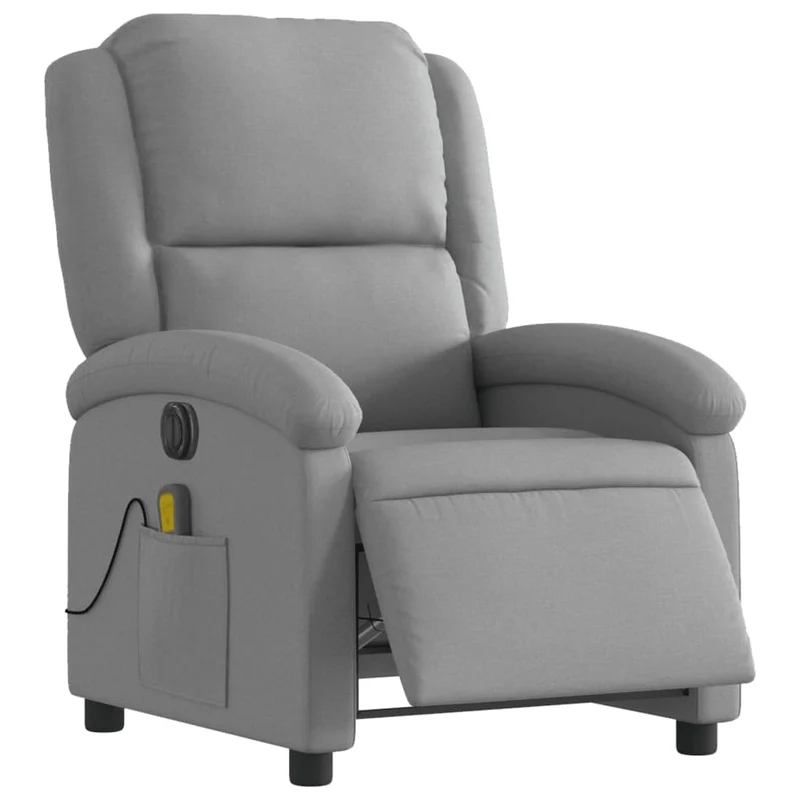 Fauteuil de relaxation TV fonction massage inclinable électrique 6 points de massage en tissu gris clair DEC027169