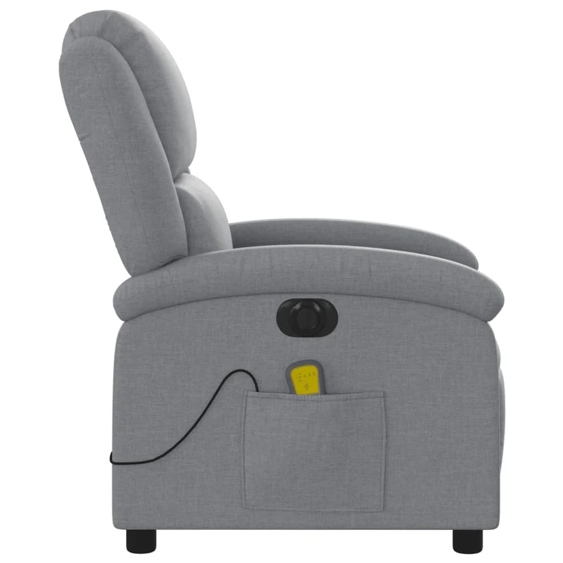 Fauteuil de relaxation TV fonction massage inclinable électrique 6 points de massage en tissu gris clair DEC027169